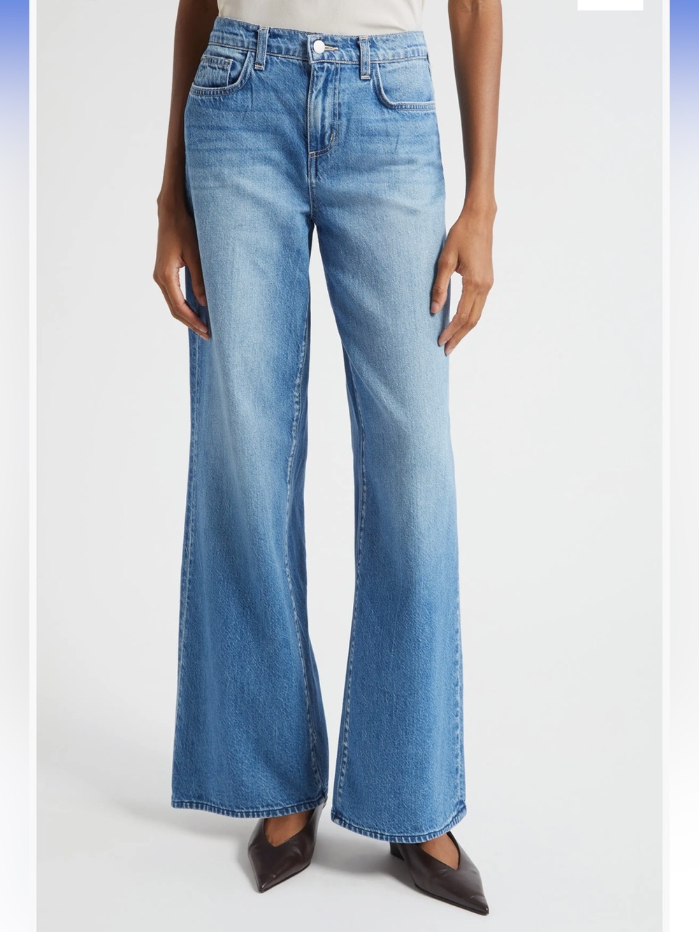 L'AGENCE Light Blue Wide-Leg Jeans